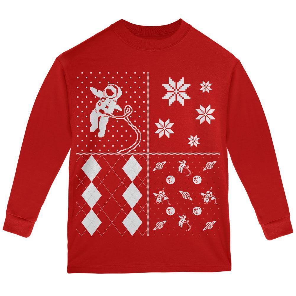 Astronaut in Space Ugly XMAS Sweater Festive Blocks Youth Long Sleeve T-Shirt