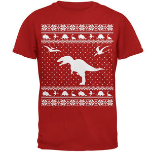 Dinosaurs Ugly XMAS Sweater Red Adult T-Shirt