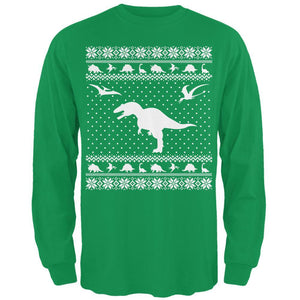 Dinosaurs Ugly XMAS Sweater Irish Green Adult Long Sleeve T-Shirt