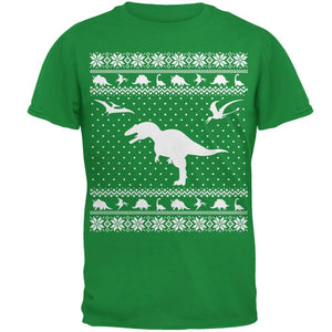 Dinosaurs Ugly XMAS Sweater Irish Green Adult T-Shirt