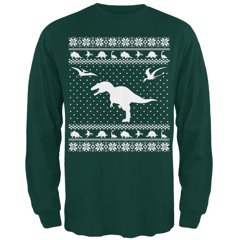 Dinosaurs Ugly XMAS Sweater Forest Adult Long Sleeve T-Shirt