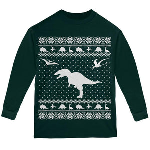 Dinosaurs Ugly XMAS Sweater Forest Youth Long Sleeve T-Shirt