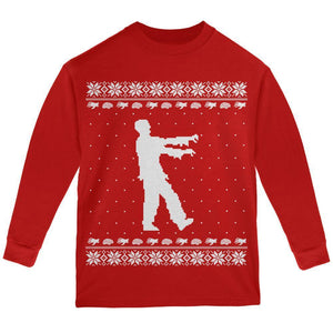 Big Zombie Ugly XMAS Sweater Black Youth Long Sleeve T-Shirt