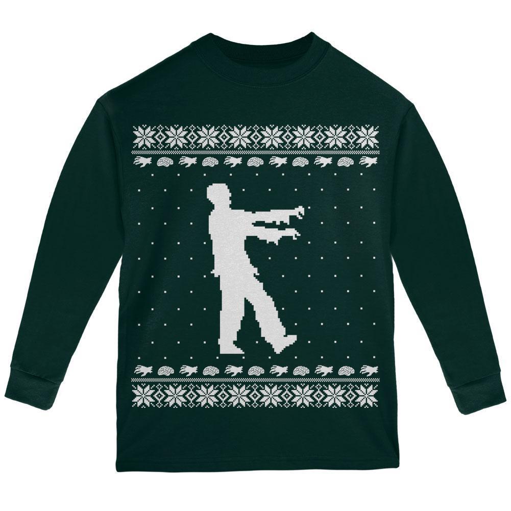 Big Zombie Ugly XMAS Sweater Black Youth Long Sleeve T-Shirt