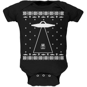 Alien Abduction Ugly XMAS Sweater Black Soft Baby One Piece