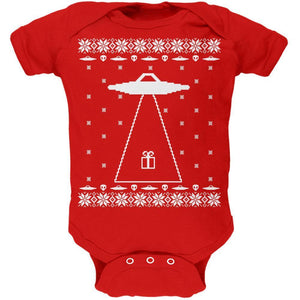 Alien Abduction Ugly XMAS Sweater Black Soft Baby One Piece