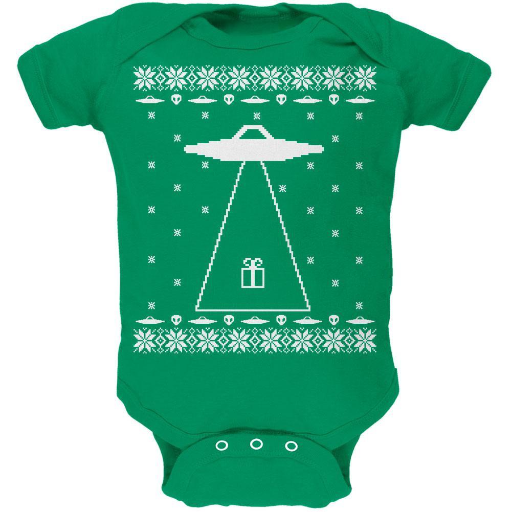 Alien Abduction Ugly XMAS Sweater Black Soft Baby One Piece
