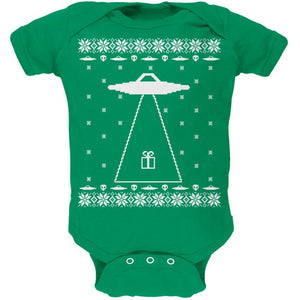 Alien Abduction Ugly XMAS Sweater Black Soft Baby One Piece