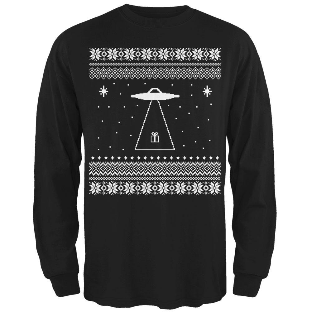 Alien Beam Ugly XMAS Sweater Black Adult Long Sleeve T-Shirt