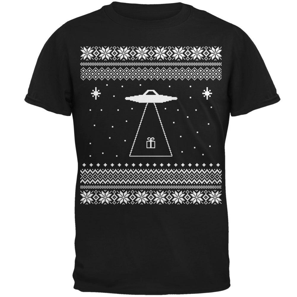 Alien Beam Ugly XMAS Sweater Black Adult T-Shirt