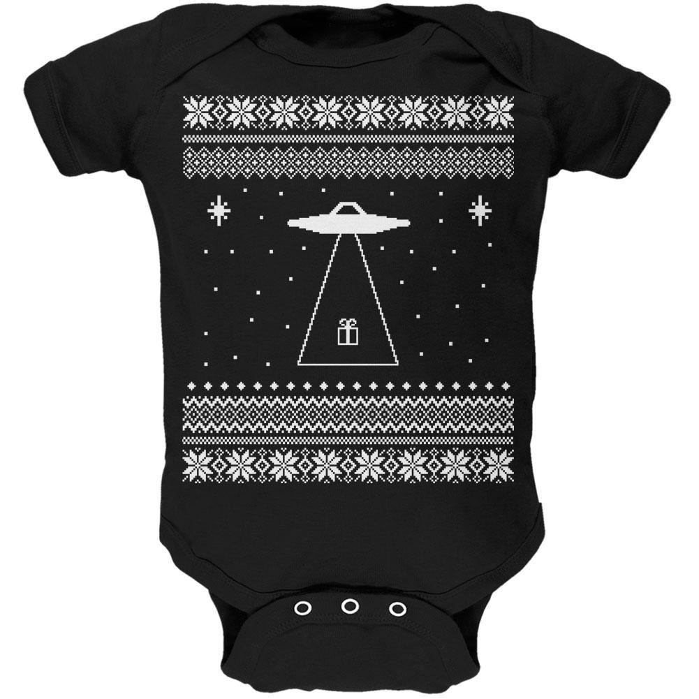 Alien Beam Ugly XMAS Sweater Black Soft Baby One Piece