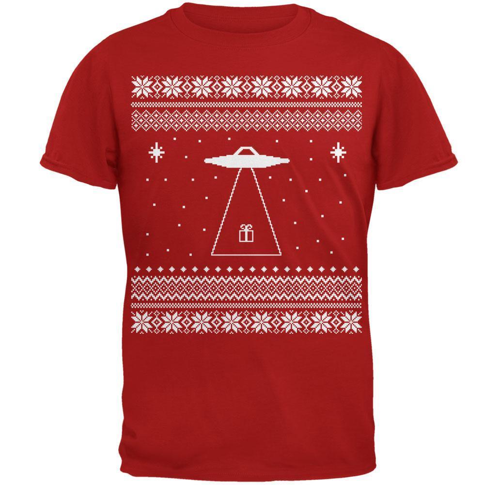 Alien Beam Ugly XMAS Sweater Red Adult T-Shirt