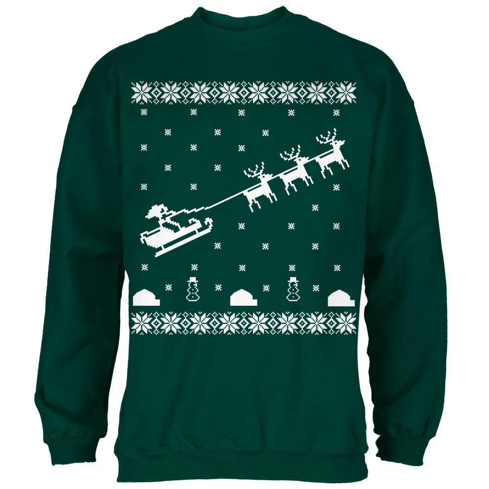 Flying Santa Sleigh Ugly XMAS Sweater Forest Adult Sweatshirt