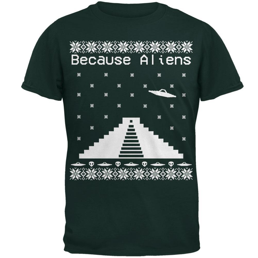 Because Aliens Pyramid Ugly XMAS Sweater Forest Adult T-Shirt