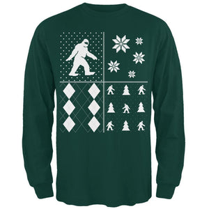 Sasquatch Festive Blocks Ugly XMAS Sweater Forest Adult Long Sleeve T-Shirt