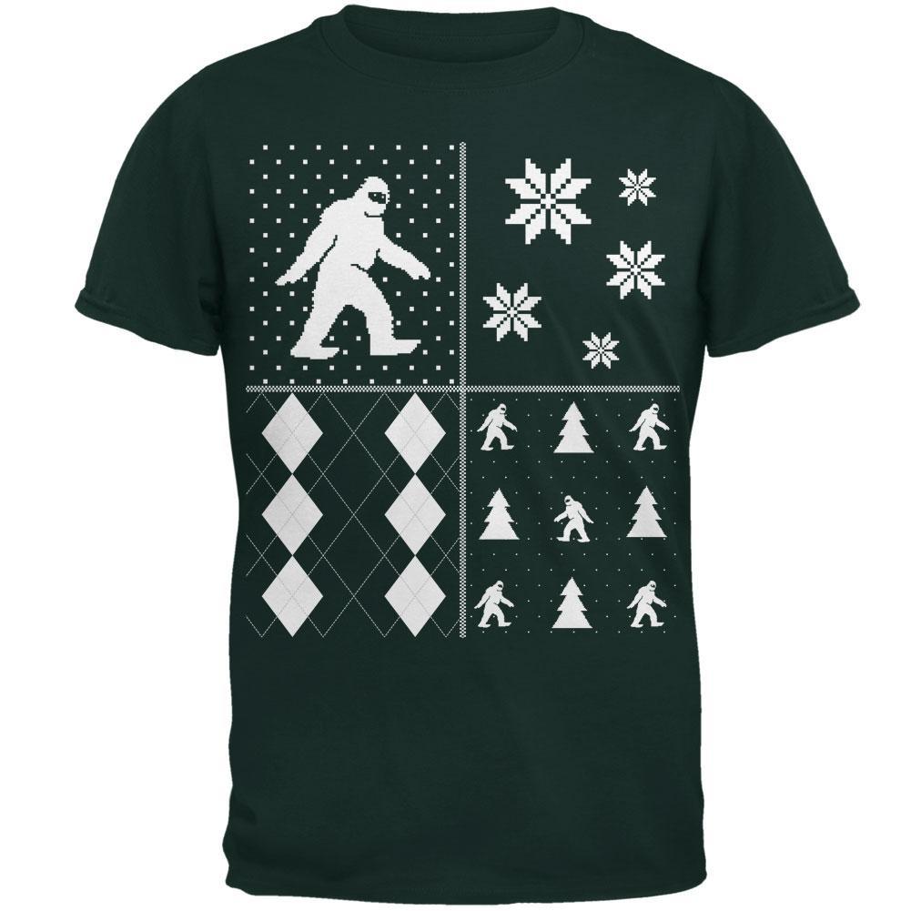 Sasquatch Festive Blocks Ugly XMAS Sweater Forest Adult T-Shirt