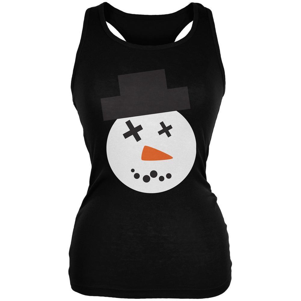 Snowman Face Ugly Christmas Sweater Black Juniors Soft Tank Top