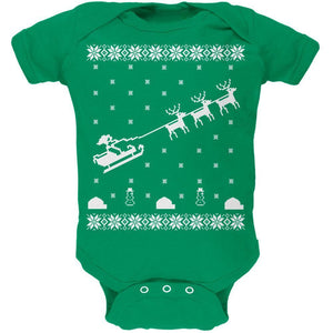 Flying Santa Sleigh Ugly XMAS Sweater Black Soft Baby One Piece