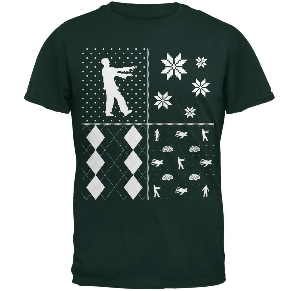 Zombies Festive Blocks Ugly XMAS Sweater Forest Adult T-Shirt