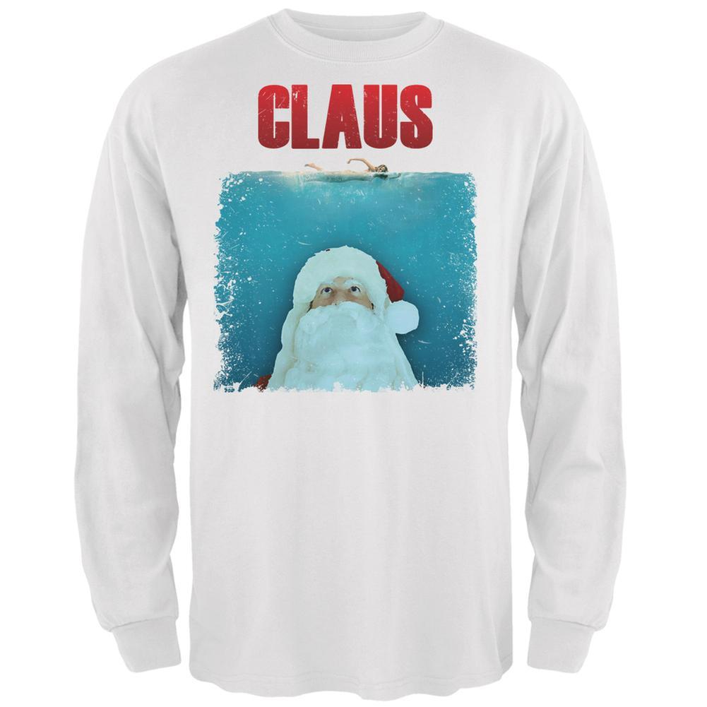 Christmas Claus Attacks White Adult Long Sleeve T-Shirt