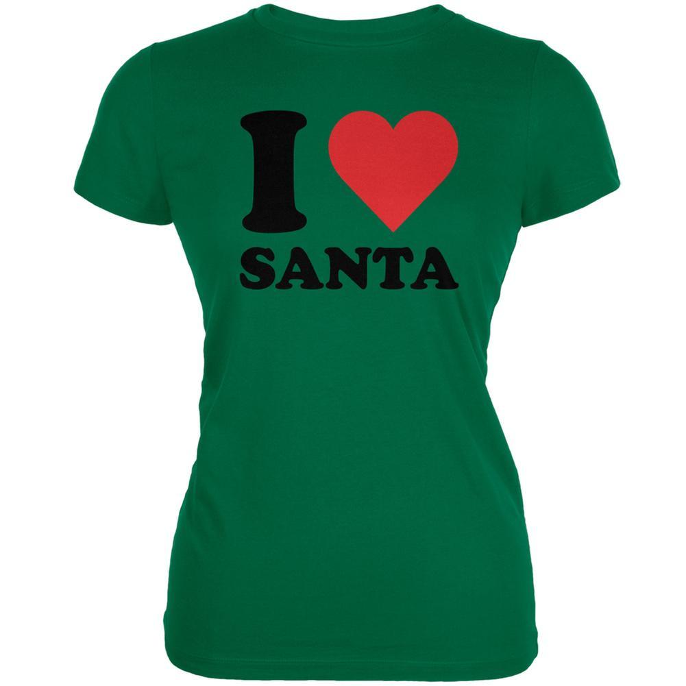 Christmas I Heart Santa Kelly Green Juniors Soft T-Shirt
