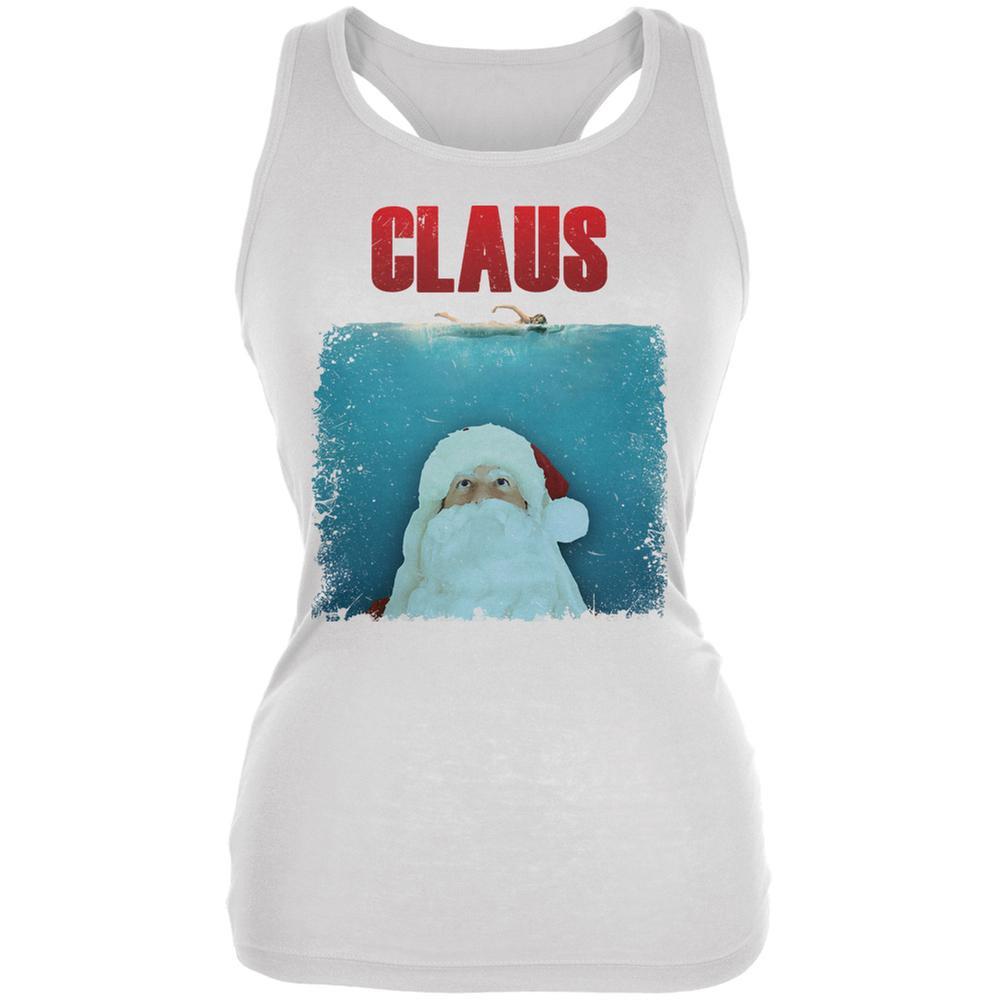 Christmas Claus Attacks White Juniors Soft Tank Top