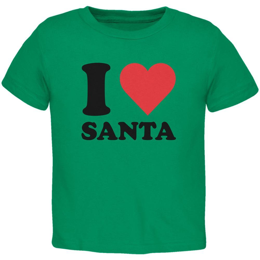 Christmas I Heart Santa Kelly Green Toddler T-Shirt