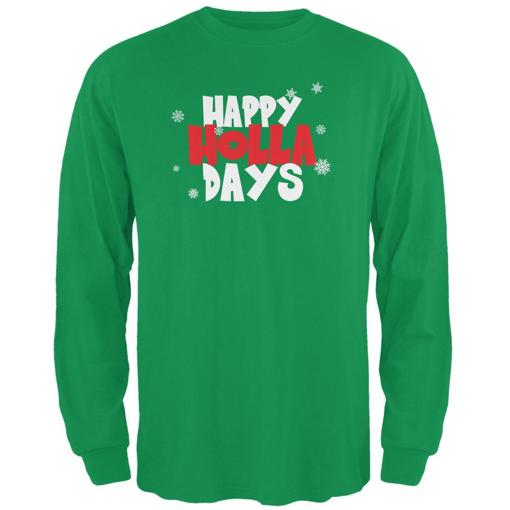 Chistmas Happy Holla Days Irish Green Adult Long Sleeve T-Shirt