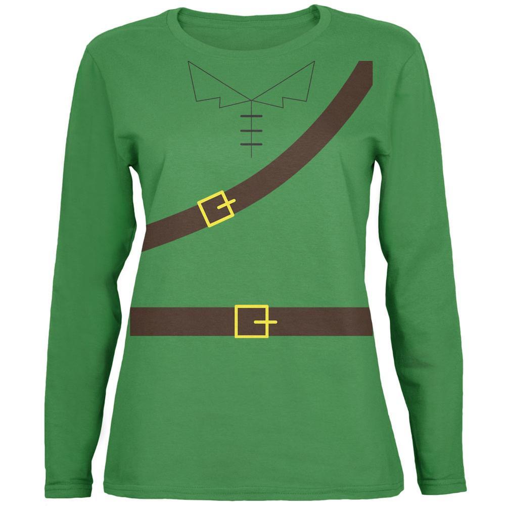 Halloween Robin Hood Costume Green Womens Long Sleeve T-Shirt