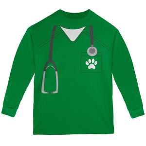 Halloween Vet Veterinarian Scrubs Costume Green Youth Long Sleeve T-Shirt