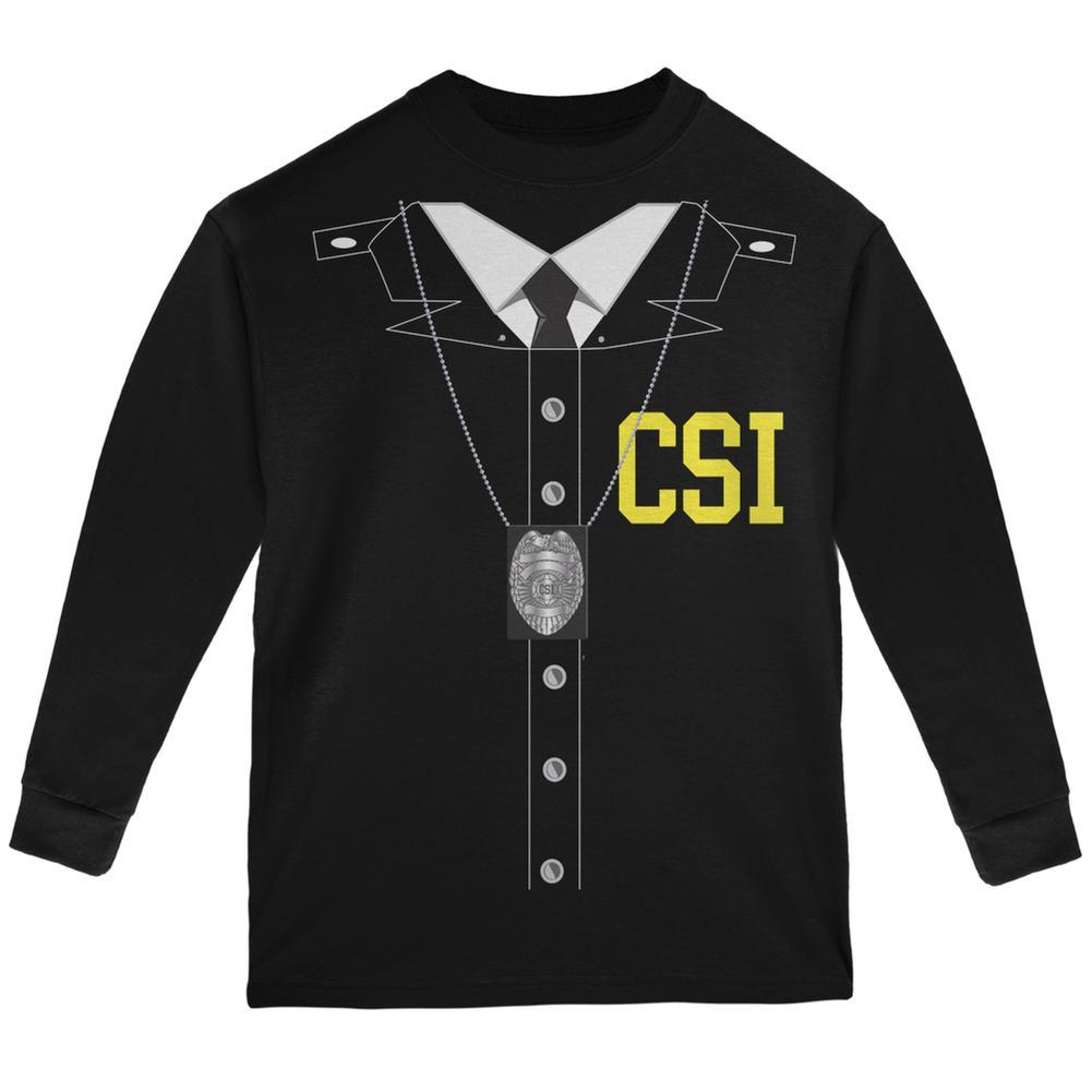 Halloween Crime Scene Investigator Costume Black Youth Long Sleeve T-Shirt