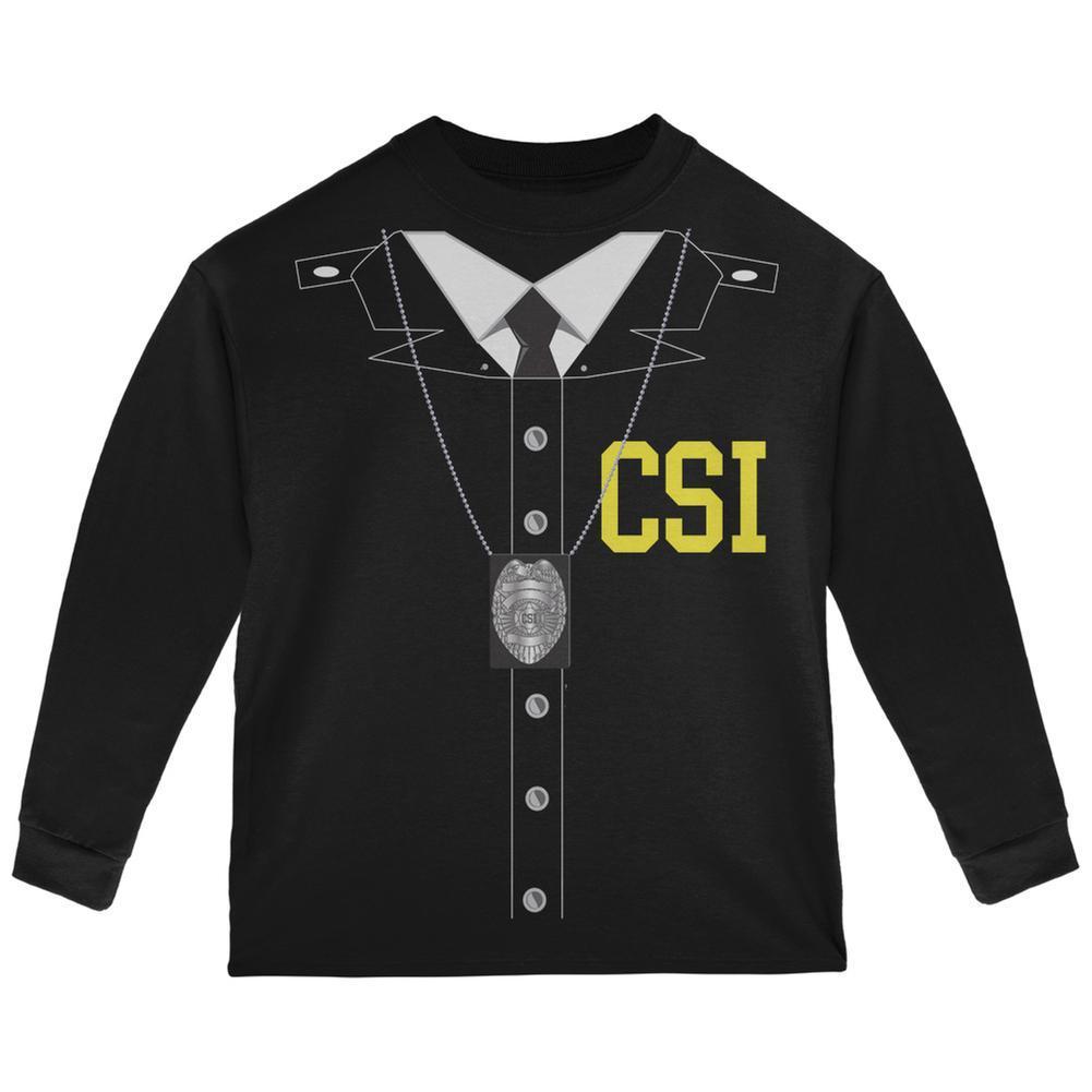 Halloween Crime Scene Investigator Costume Black Toddler Long Sleeve T-Shirt
