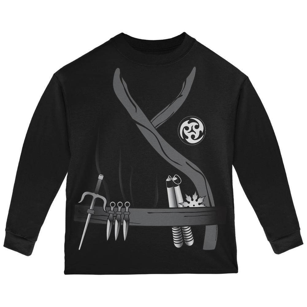 Halloween Ninja Assassin Costume Black Toddler Long Sleeve T-Shirt