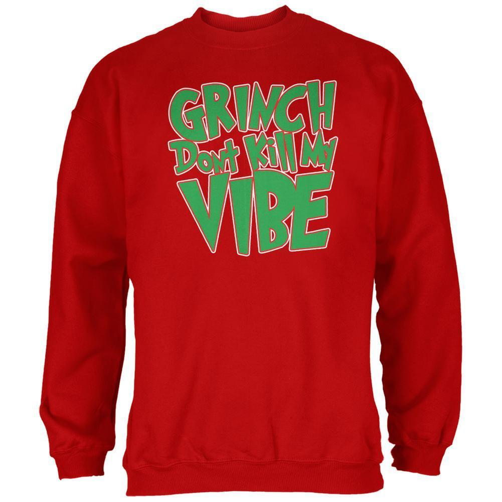 Christmas Grinch Don't Kill My Vibe Red Adult Sweatshirt