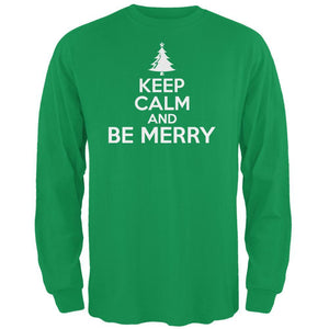 Christmas Keep Calm And Be Merry Irish Green Adult Long Sleeve T-Shirt
