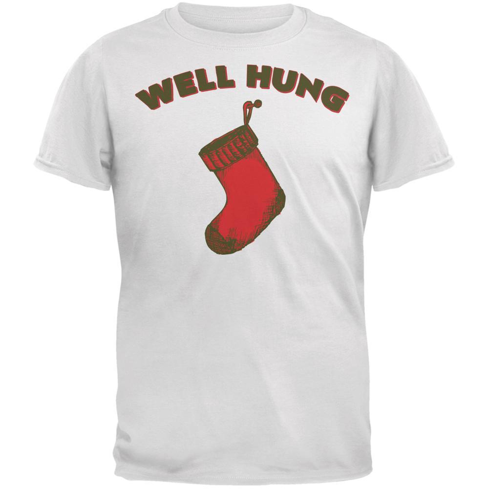 Christmas Well Hung Stocking White Adult T-Shirt