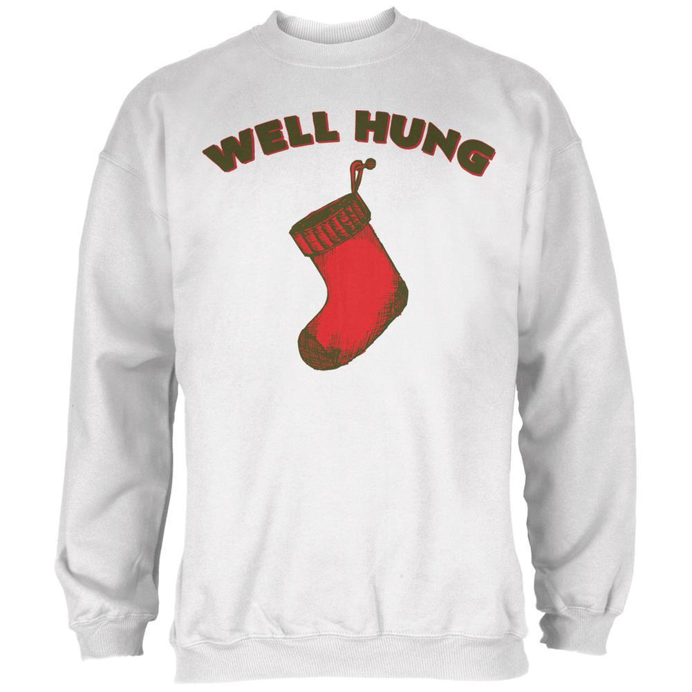 Christmas Well Hung Stocking White Adult Sweatshirt