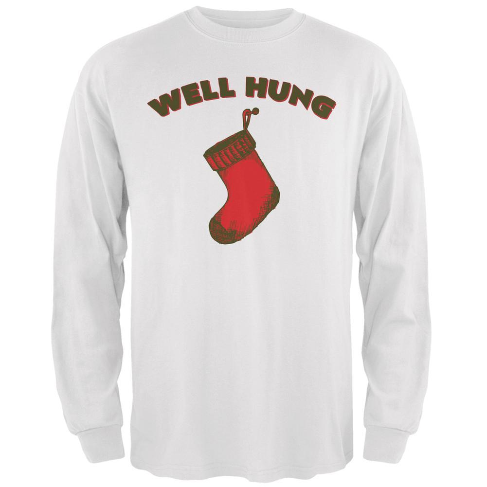 Christmas Well Hung Stocking White Adult Long Sleeve T-Shirt