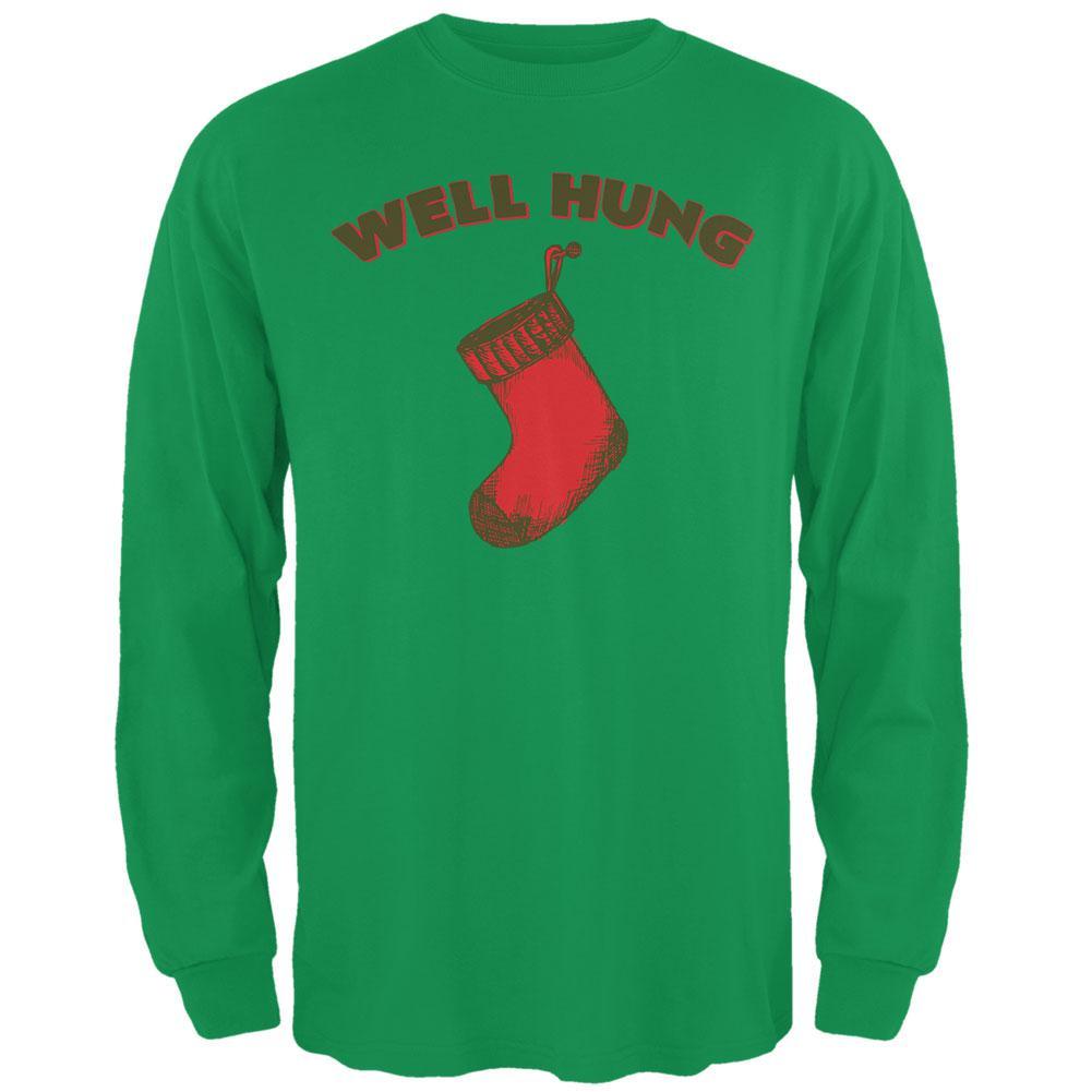 Christmas Well Hung Stocking Irish Green Adult Long Sleeve T-Shirt