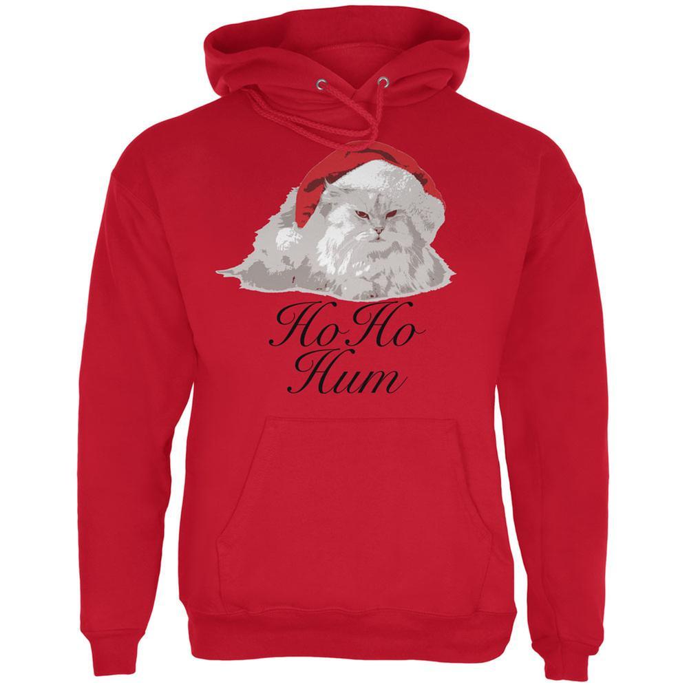 Christmas Ho Ho Hum Cat Red Adult Hoodie