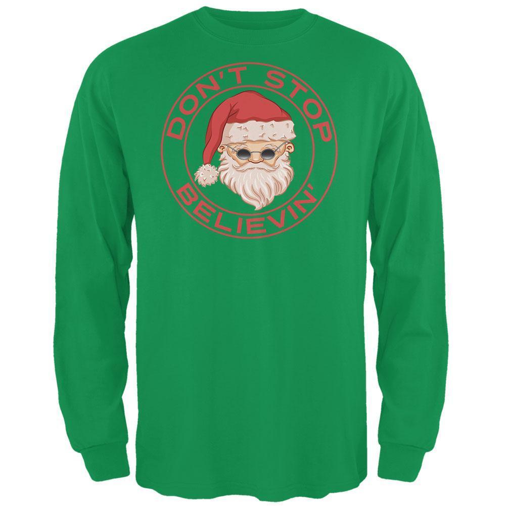 Christmas Don't Stop Believin' Irish Green Adult Long Sleeve T-Shirt