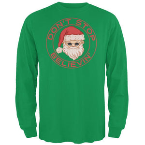 Christmas Don't Stop Believin' Irish Green Adult Long Sleeve T-Shirt