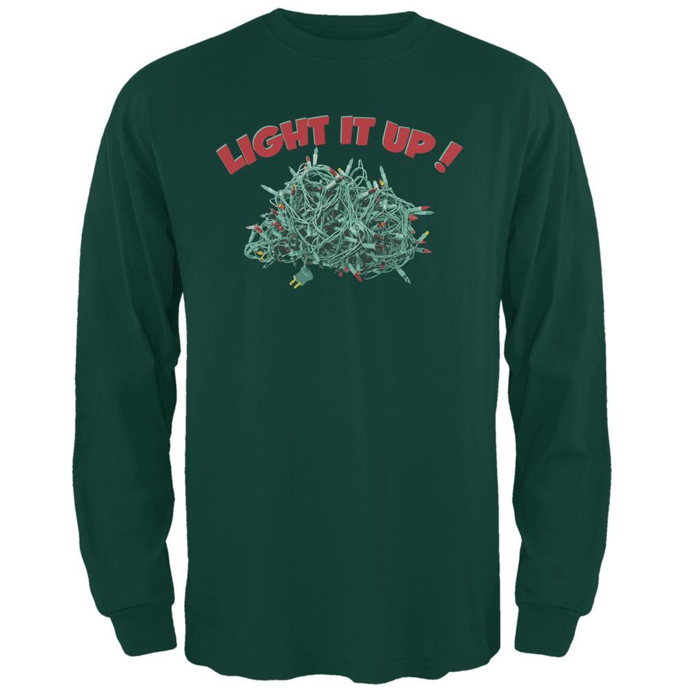 Christmas Light It Up Forest Green Adult Long Sleeve T-Shirt