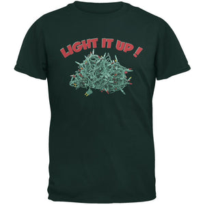Christmas Light It Up Forest Green Adult T-Shirt