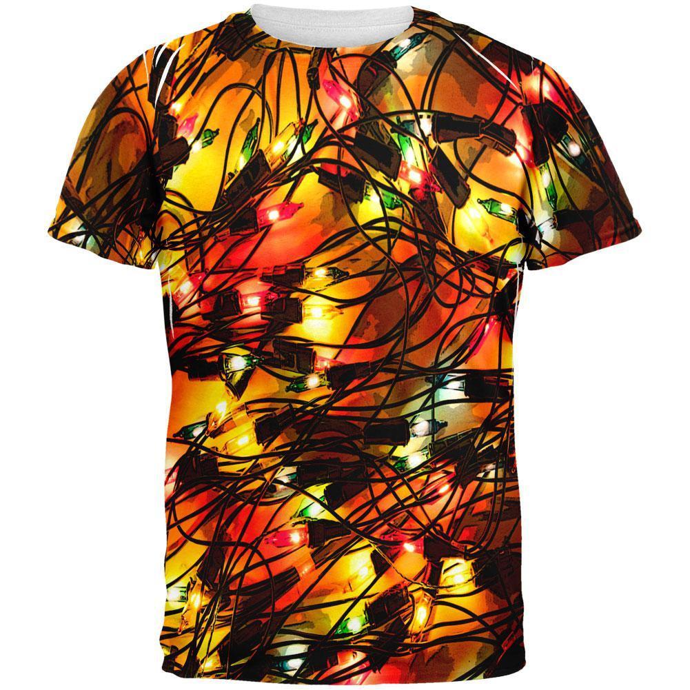Tangled Christmas Lights All Over Adult T-Shirt