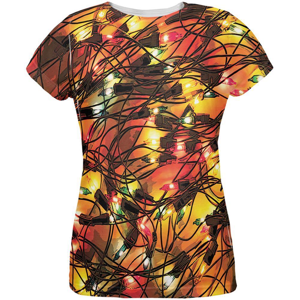 Tangled Christmas Lights All Over Womens T-Shirt