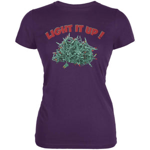 Christmas Light It Up Purple Juniors Soft T-Shirt