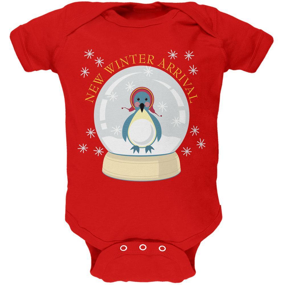 Christmas Baby Snow Globe Red Soft Christmas Baby One Piece