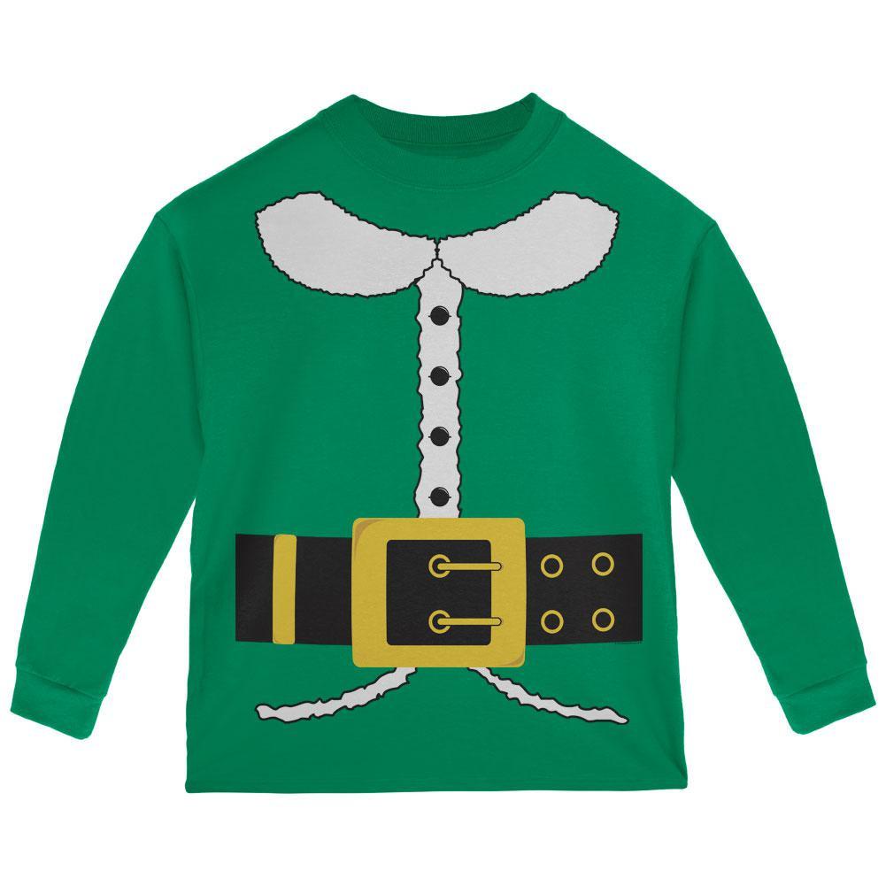 Holiday Elf Costume Green Toddler Long Sleeve T-Shirt