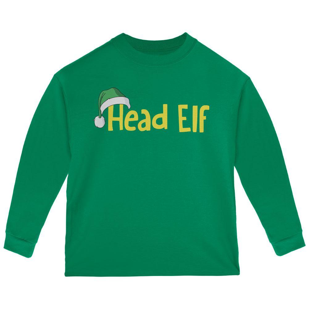 Christmas Head Elf Green Toddler Long Sleeve T-Shirt